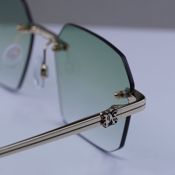 Palm Angels PERI10G QUARTZ 7654 Geometric Sunglasses - Gold/Green - Picture 10 of 11